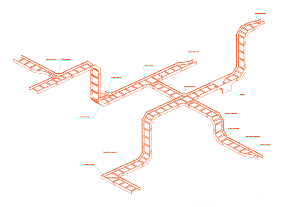 mô hình lắp đặt thang cáp sơn tĩnh điện